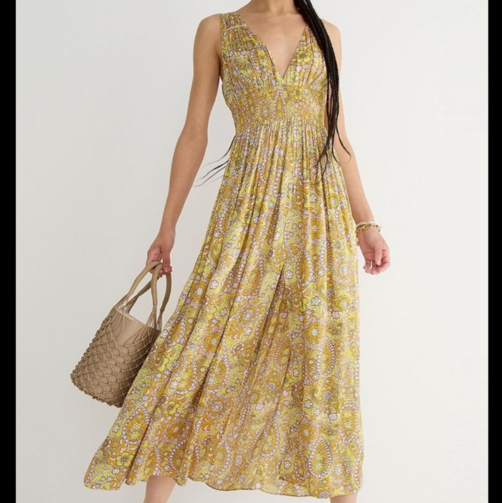 J. Crew Yellow Floral Maxi Dress